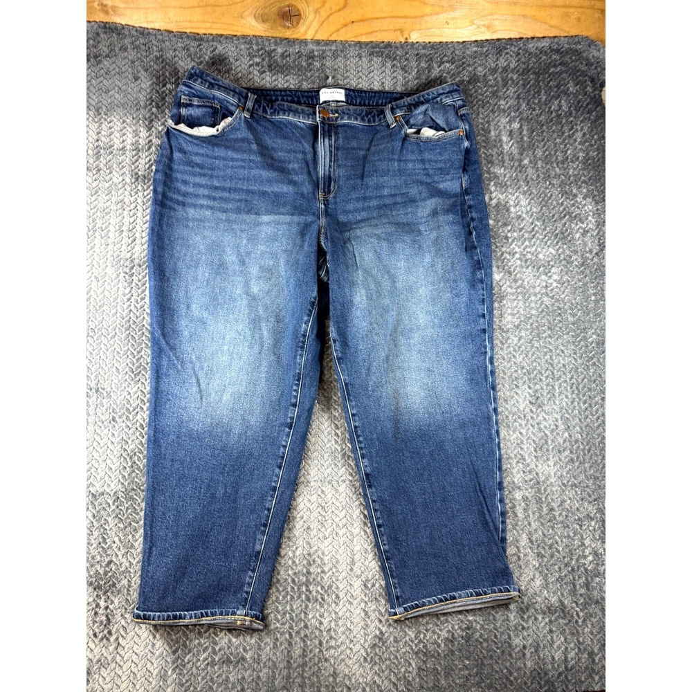 Lane Bryant Capri Jeans Women 24S Blue Denim Cotton Stretch Outdoor Wide Leg